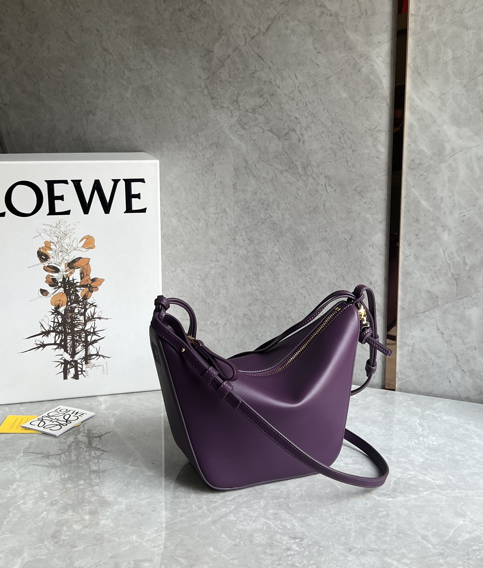 Loewe Mini Hammock Hobo Bag in Classic Calfskin Dark Purple